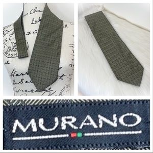 😎Very Handsome Olive Murano Mens Silk Tie😎